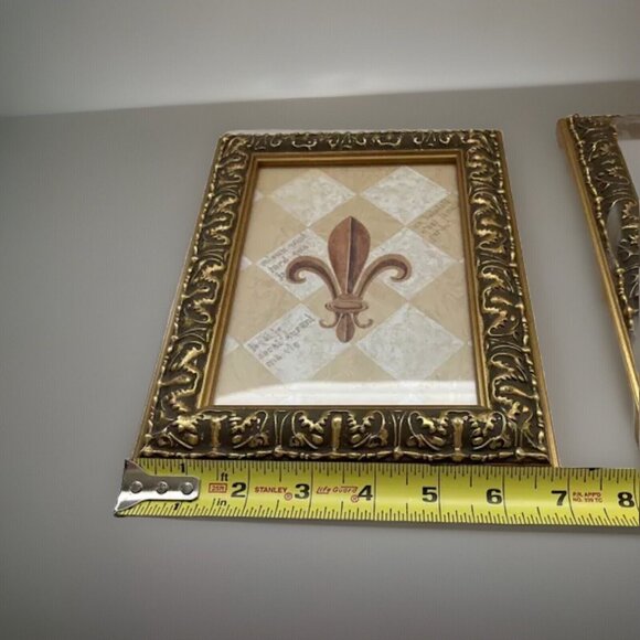 Fleur De Lis Framed Prints Gold Frame Set of Two - Picture 6 of 13